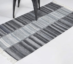Handwoven Greyscale Tasseled Rug