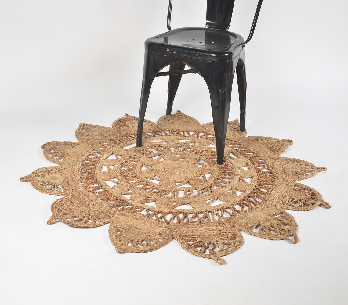 Hand Braided Floral Jute Rug