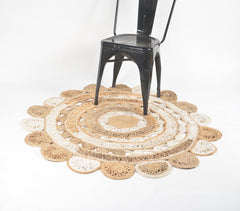 Hand Braided Concentric Floral Jute Rug