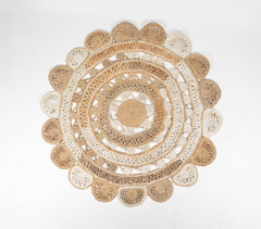 Hand Braided Concentric Floral Jute Rug