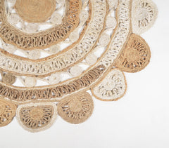 Hand Braided Concentric Floral Jute Rug