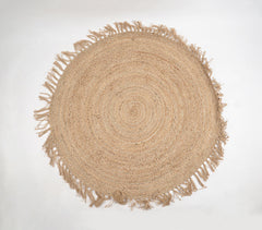 Hand Braided Spiral Jute Tasseled Rug