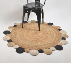 Hand Braided Spiral Disc Jute Rug