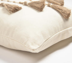 Embroidered Boho Chic Cushion Cover with Tassels