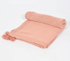 Knitted Cotton Salmon Tasseled Throw