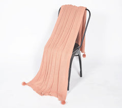 Knitted Cotton Salmon Tasseled Throw