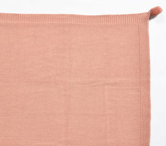Knitted Cotton Salmon Tasseled Throw