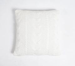 Knitted Cotton Ivory-Beige Cushion Cover