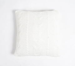 Knitted Cotton Ivory-Beige Cushion Cover