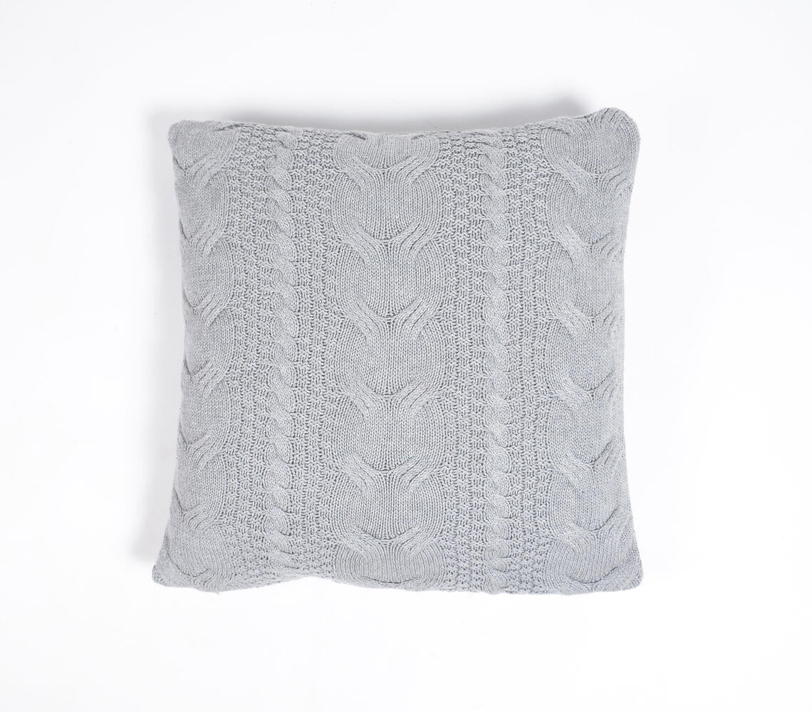 Classic Knitted Cotton Grey Cushion Cover