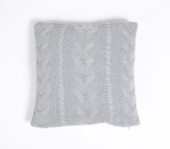 Classic Knitted Cotton Grey Cushion Cover