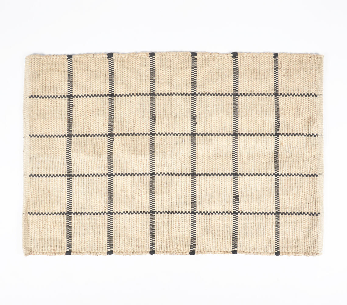 Handwoven Minimalist Check Jute Rug