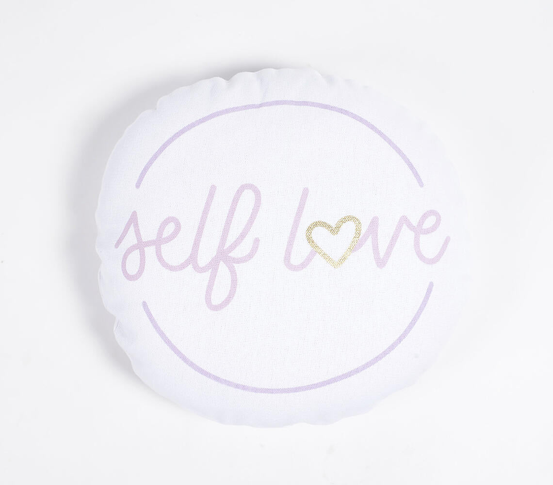 Printed Cotton Typographic Round Cushion Cover