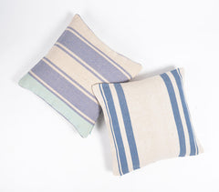 Yarn-Dyed Cotton Striped Blue Cushion Cover