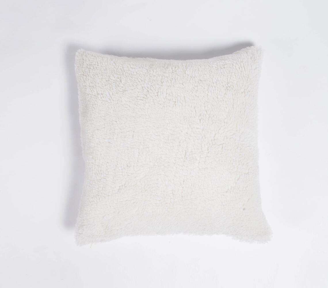 Handwoven Cotton Furry Cushion Cover