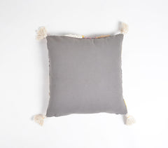 Abstract Embroidered & Tasseled Colorpop Cushion Cover