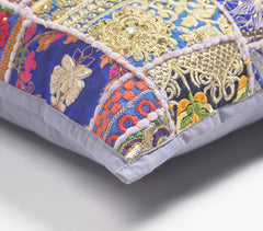 Upcycled Cotton Embroidered Patchwork Cushion Cover