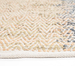 Handwoven Leather & Cotton Chevron Durry