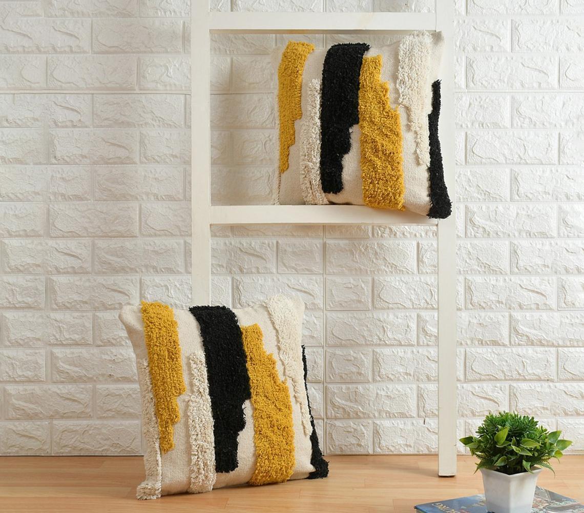 Tufted Multicolor Abstract Cushion Cover