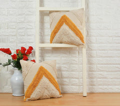 Tufted Cotton Yellow Arrow Cushion Cover