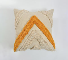 Tufted Cotton Yellow Arrow Cushion Cover