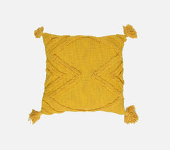 Tufted Cotton Yellow Triangle Cushion Cover