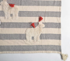 Striped & Embroidered Tasseled Ponies Cotton Throw