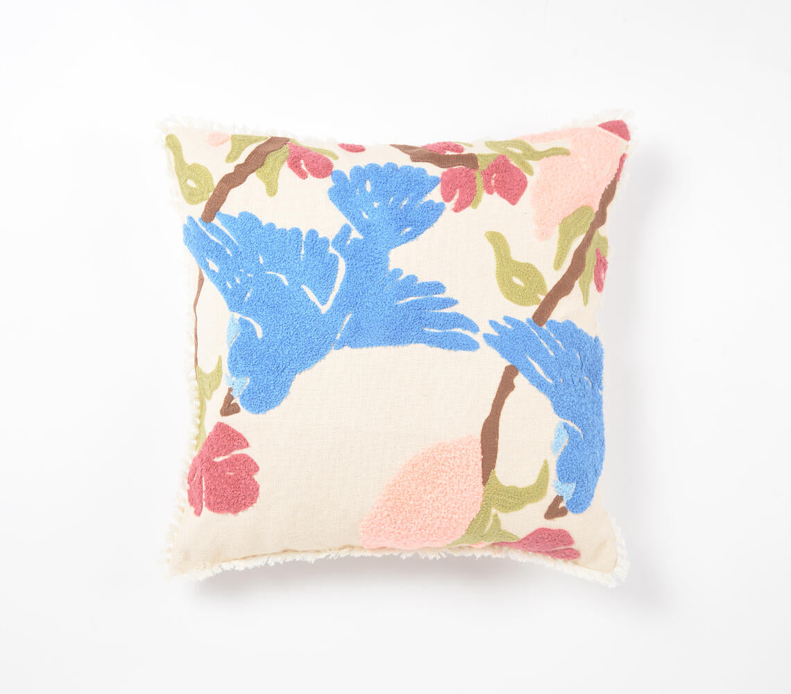 Abstract Embroidered & Tufted Cushion Cover