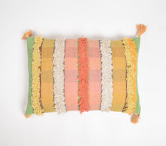 Hand Tufted Striped Cotton Tasseled Cushion Cover