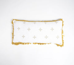 Embroidered Cotton Fringed Lumbar Cushion Cover