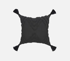 Woven Cotton Black Shaggy Cushion Cover