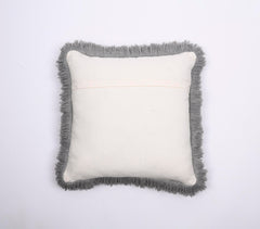 Woven Grey Cotton Shaggy Cushion Cover