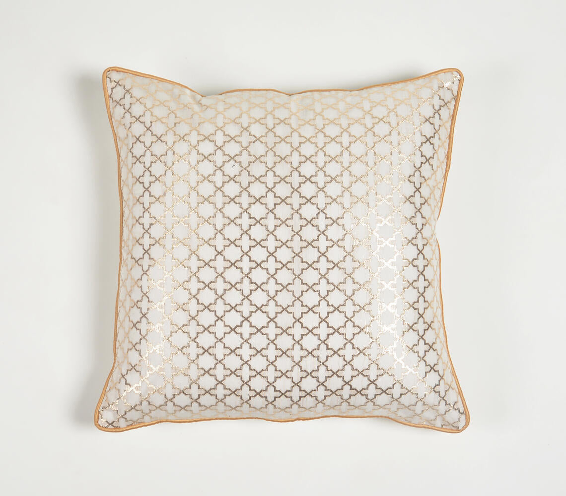 Handwoven Silk & Cotton Damask Cushion Cover