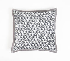 Monochrome Floral Cotton Cushion Cover with Piped Border