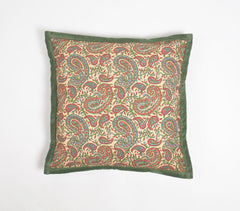Paisley Printed Cotton Cushion Cover with Piped Border