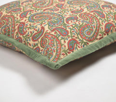Paisley Printed Cotton Cushion Cover with Piped Border