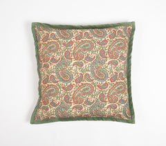Paisley Printed Cotton Cushion Cover with Piped Border