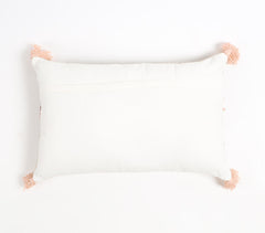 Block Printed Cotton Tasseled Lumbar Cushion Cover