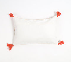Block Printed Cotton Floral Tasseled Lumbar Cushion Cover