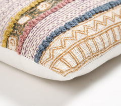 Block Printed Cotton Geometric-Floral Lumbar Cushion Cover