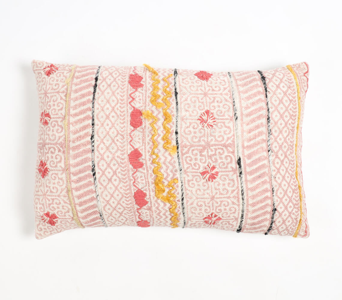 Block Printed Cotton Maximal Lumbar Cushion Cover