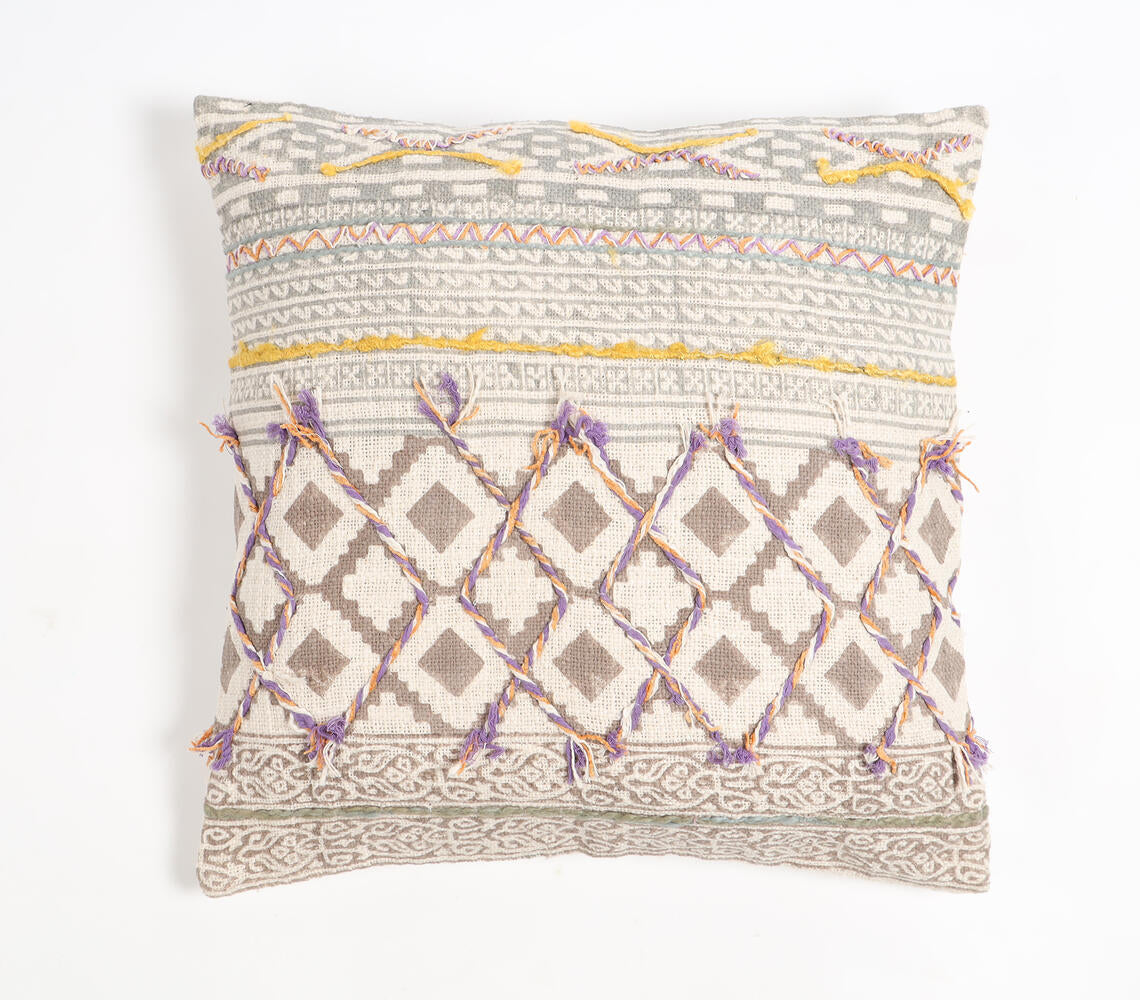 Block Printed Cotton Geometric Maximal Cushion Cover(1)