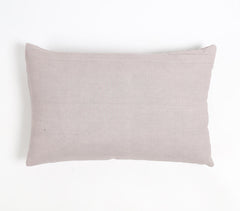 Hand Stitched Cotton & Leather Colorblock Lumbar Cushion Cover
