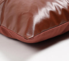 Hand Stitched Leather Solid Cushion Cover
