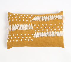 Hand Tufted Cotton Monochrome Lumbar Cushion Cover