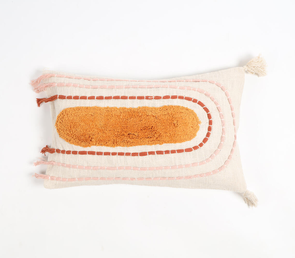 Hand Tufted Cotton Tasseled Lumbar Cushion Cover