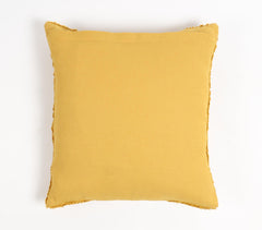Hand Tufted Cotton Solid Mustard Cushion Cover