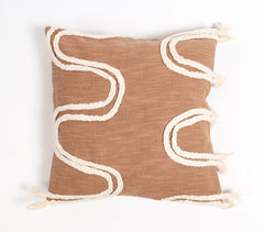 Handwoven Cotton White Braided-Waves Cushion Cover