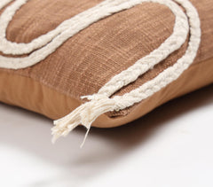 Handwoven Cotton White Braided-Waves Cushion Cover