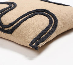 Handwoven Cotton Black Braided-Waves Cushion Cover